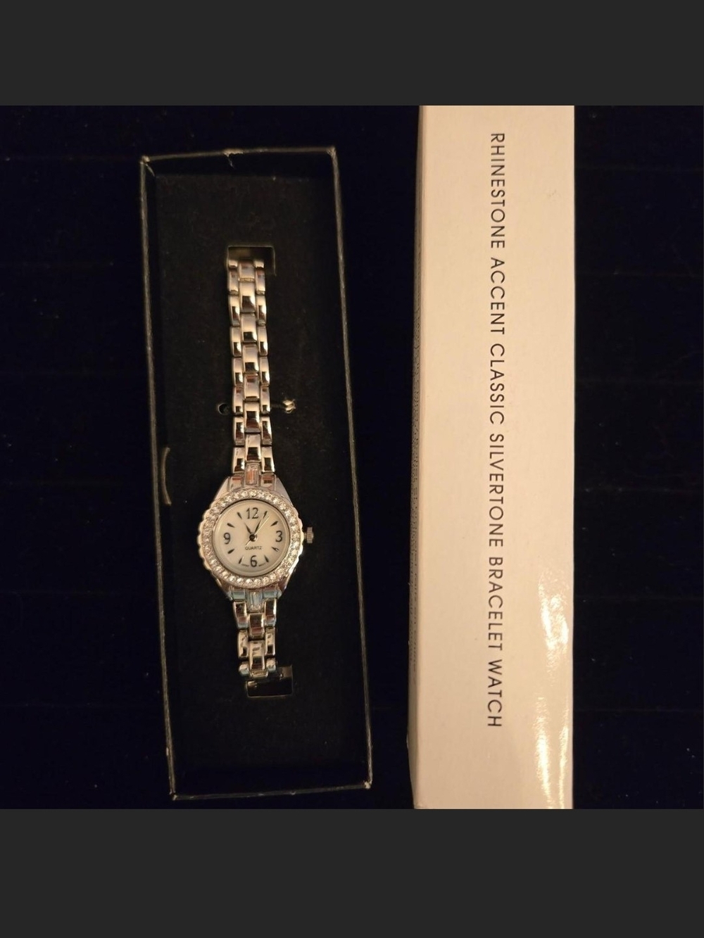 Avon Silver Rhinestone Bracelet Watch